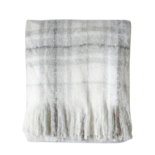 Check Faux Mohair Throw Grey