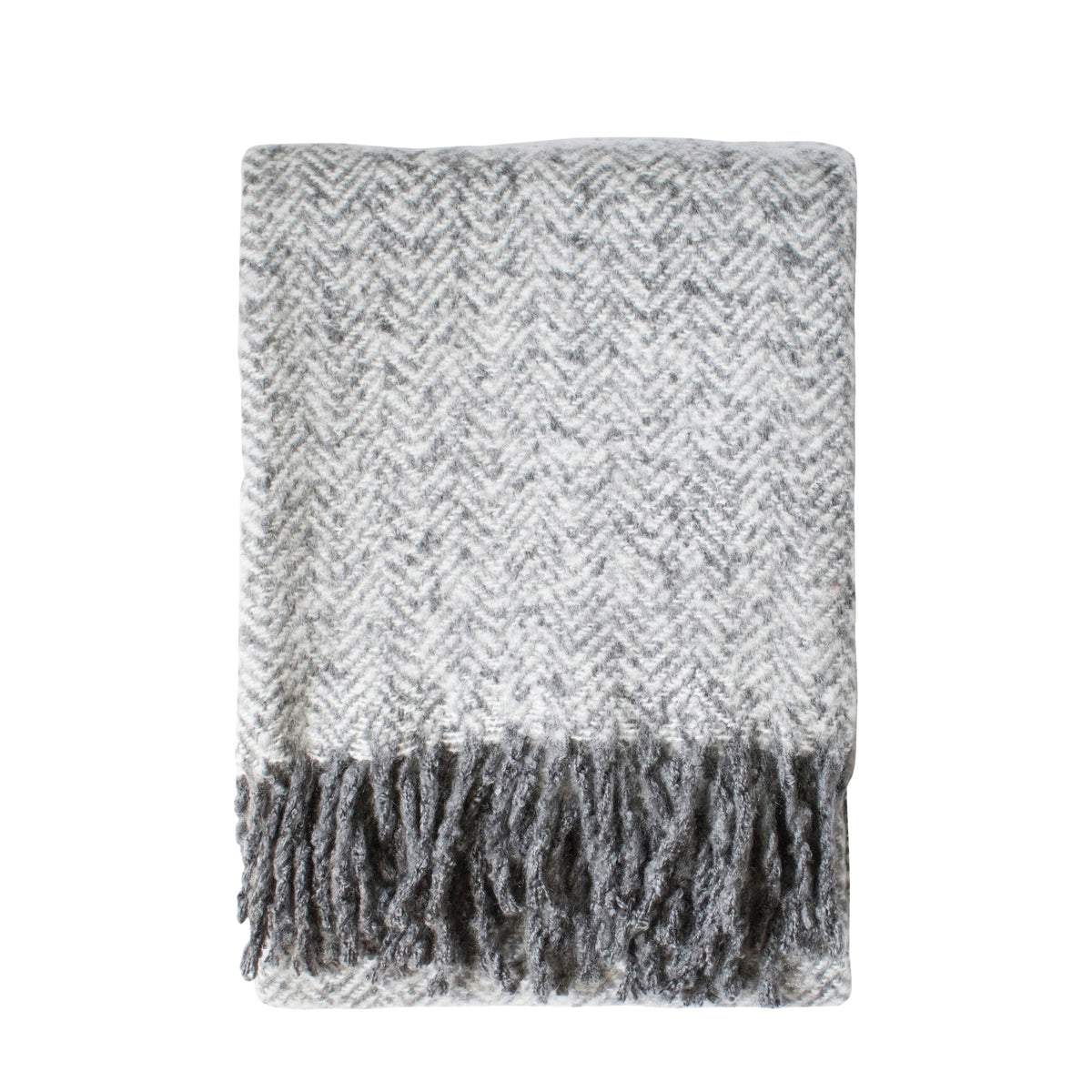 Herringbone Faux Mohair Throw Grey