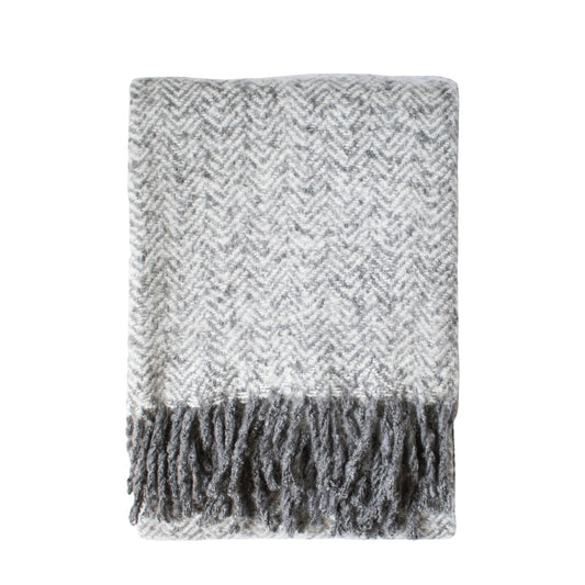 Herringbone Faux Mohair Throw Grey