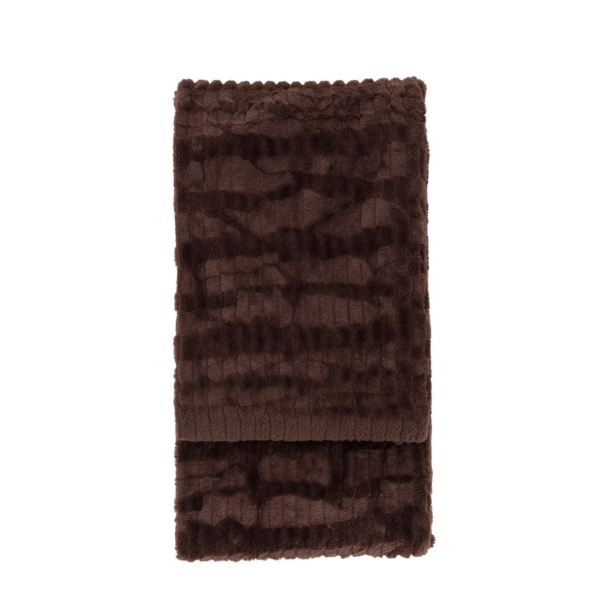 Textured Rabbit Faux Fur Throw Brown