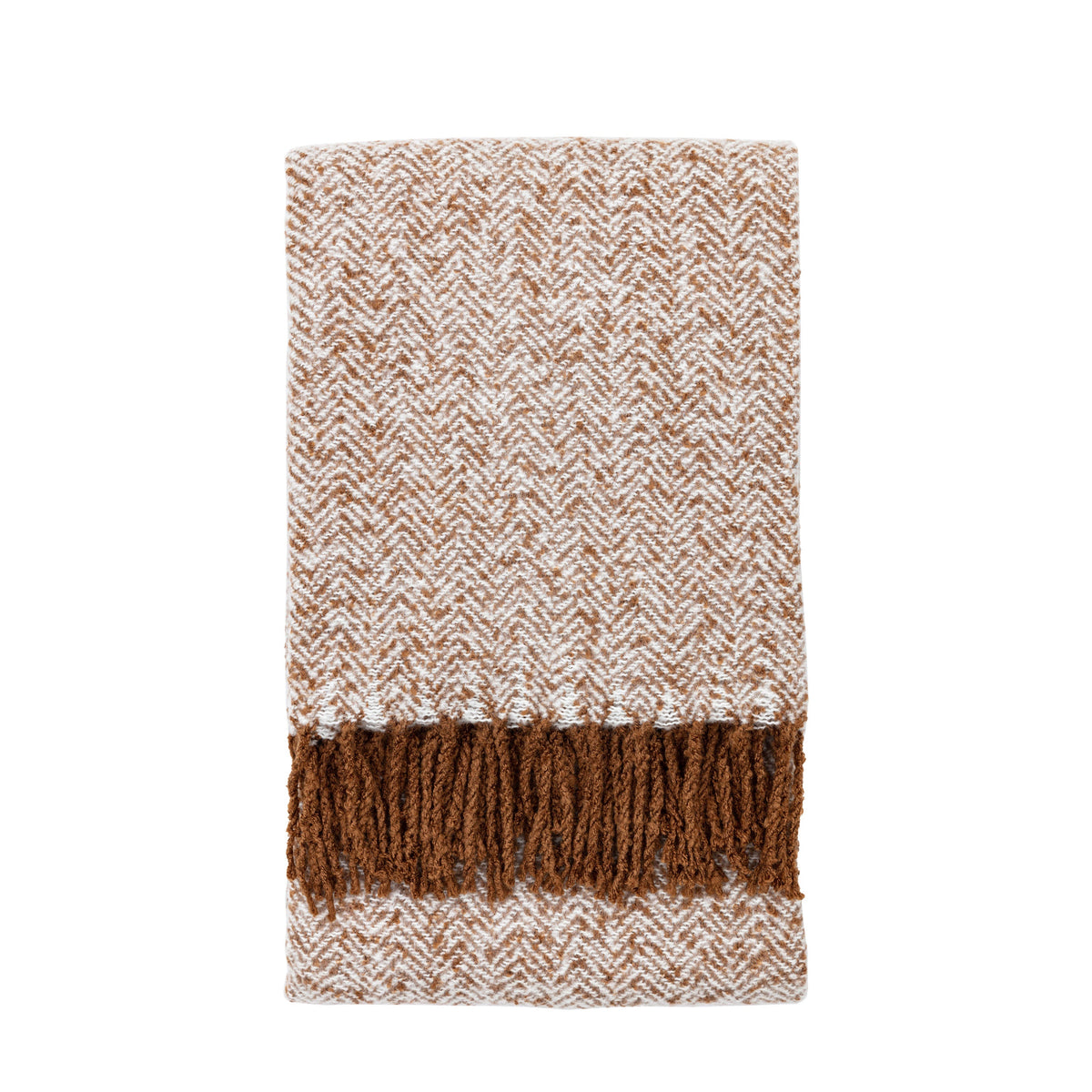 Herringbone Faux Mohair Throw Tan