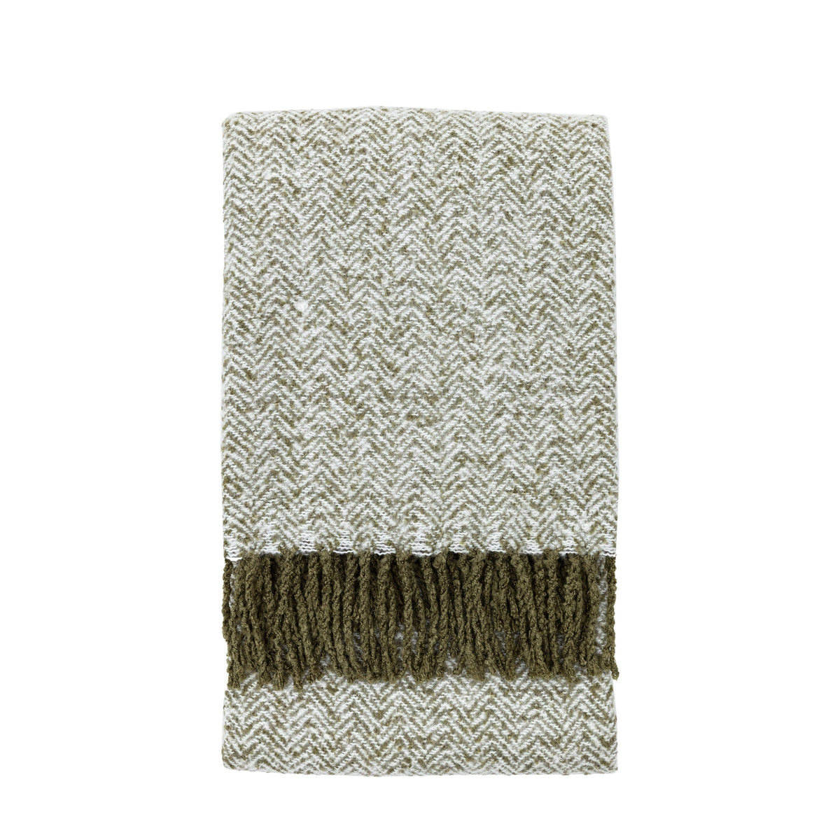 Herringbone Faux Mohair Throw Olive
