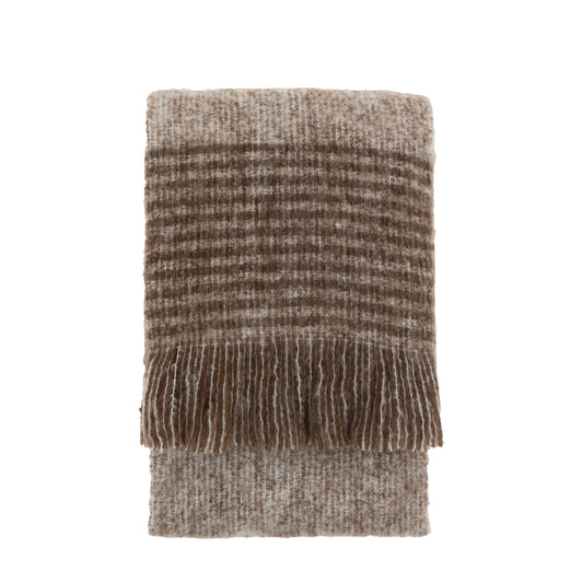 Faux Mohair Fringe Throw Brown & Nat