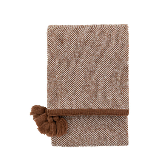 Knitted Border Tassel Throw Rust