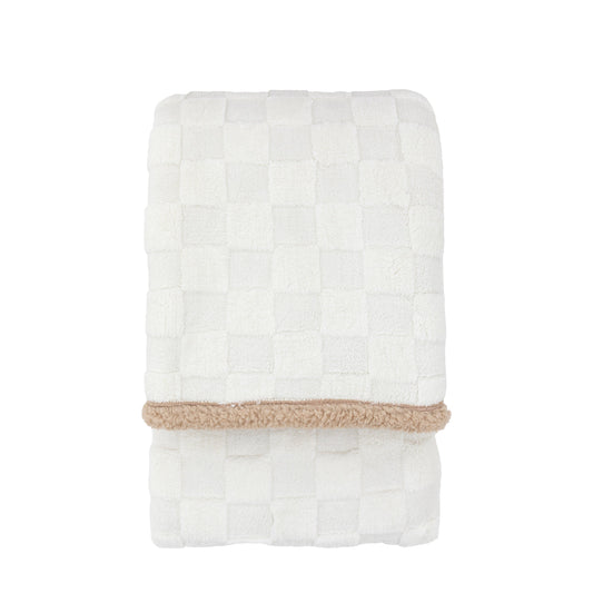 Oakley Checked Sherpa Throw Cream