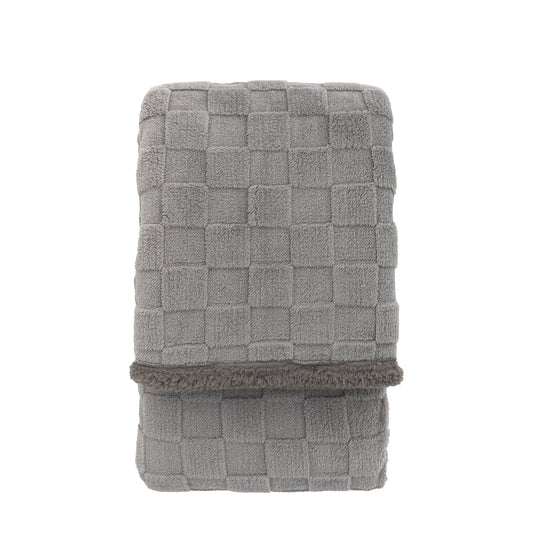 Oakley Checked Sherpa Throw Grey