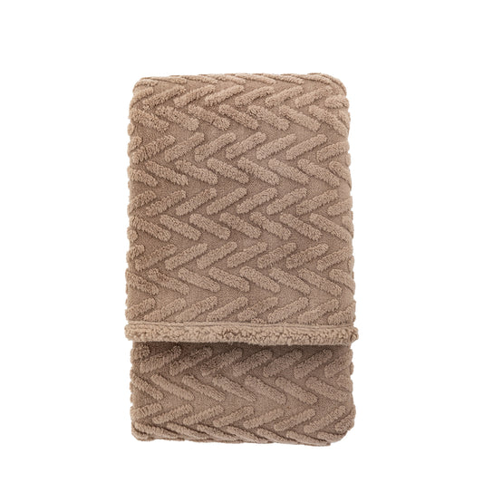 Herringbone Sherpa Throw Taupe