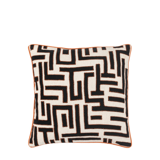 Oskar Applique Cushion Blk & Apricot