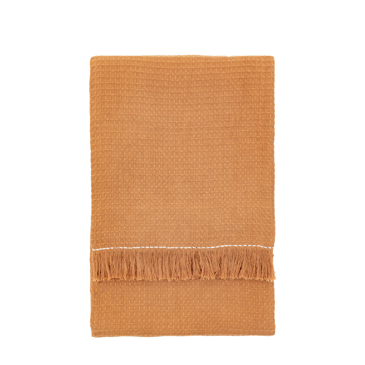 Stitched Border Waffle Throw Apricot