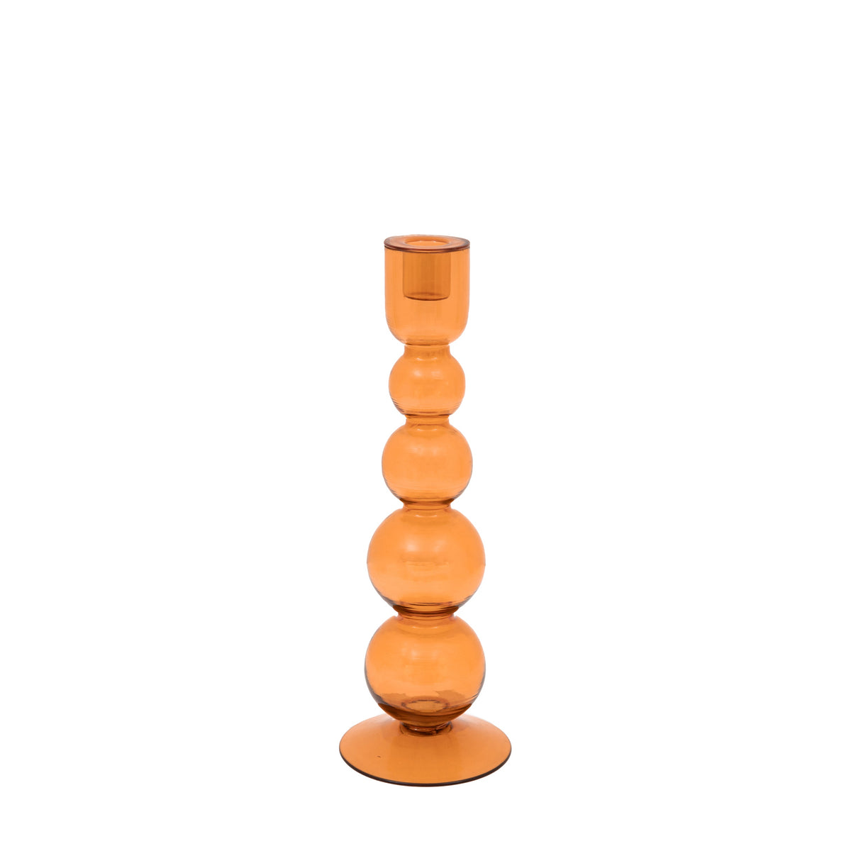 Villena Glass Taper Candlestick Amber