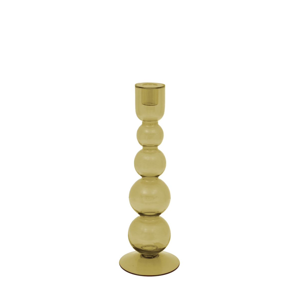 Villena Glass Taper Candlestick Olive