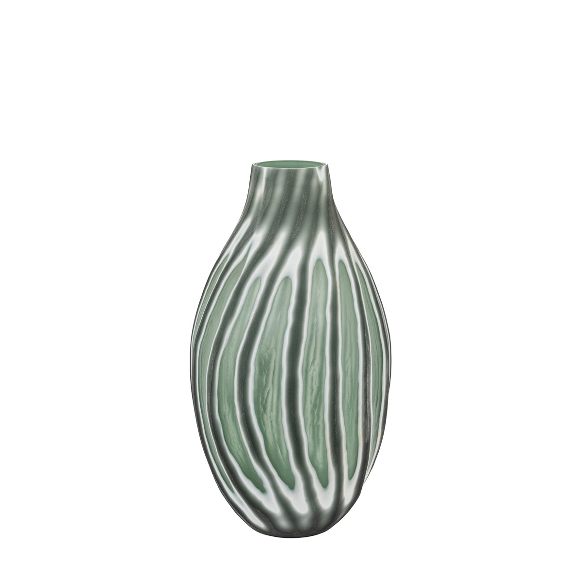 Morella Swirl Hand Carved Glass Vase Sage Large
