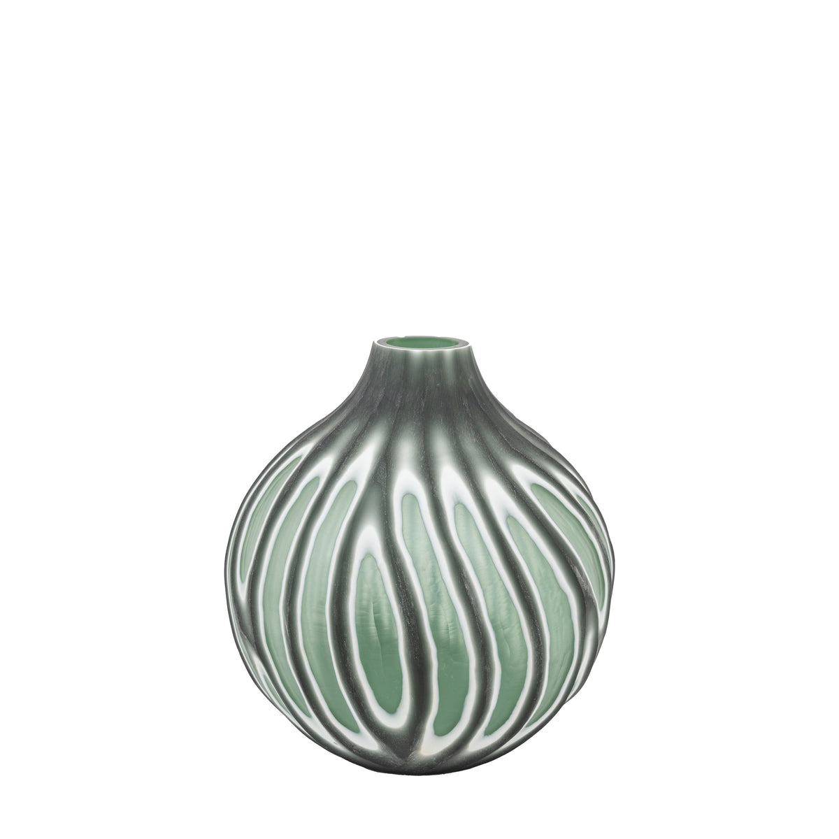 Morella Swirl Hand Carved Glass Vase Sage Small
