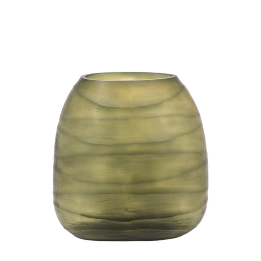 Sintra Handblown Carved Glass Vase Olive Large