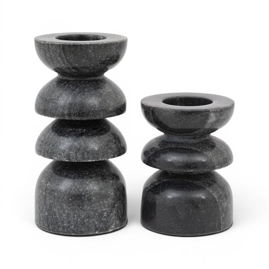 Azuaga Marble Candlestick Grey Set of 2