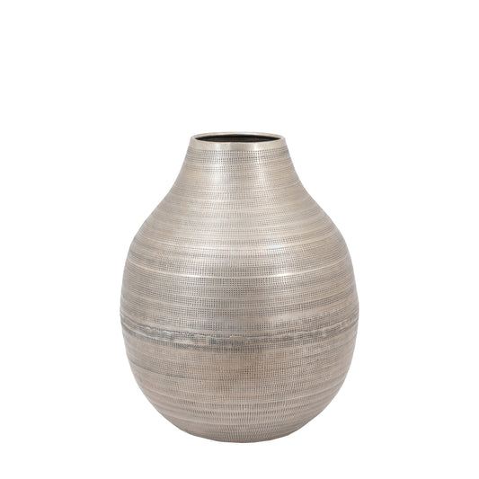 Zahara Hammered Metal Vase Antique Silver Small