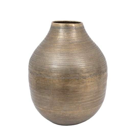Zahara Hammered Metal Vase Antique Brass Small
