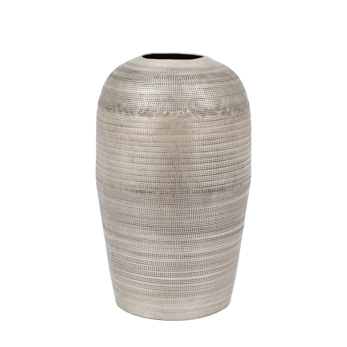 Zahara Hammered Metal Vase Antique Silver Large