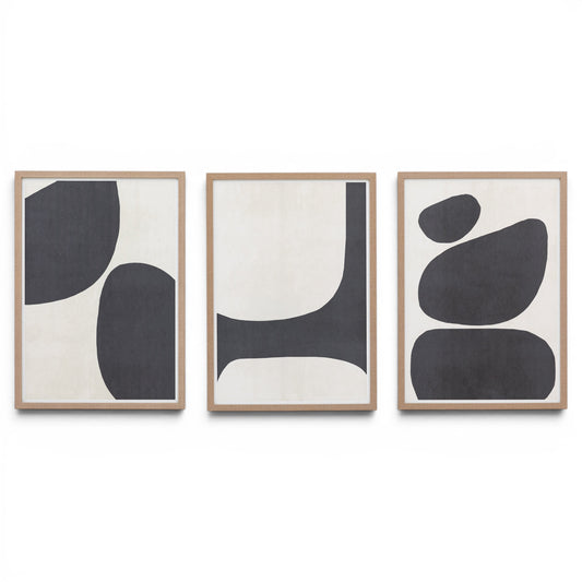 Pebble Collection Framed Canvas Set of 3
