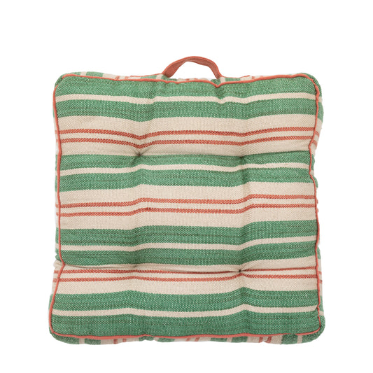 Sina Stripe Woven Floor Cushion Green