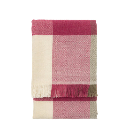 Dursley Check Throw Cranberry and Olive
