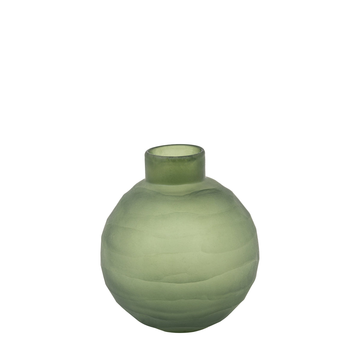 Bevelled Glass Globe Vase Green Small