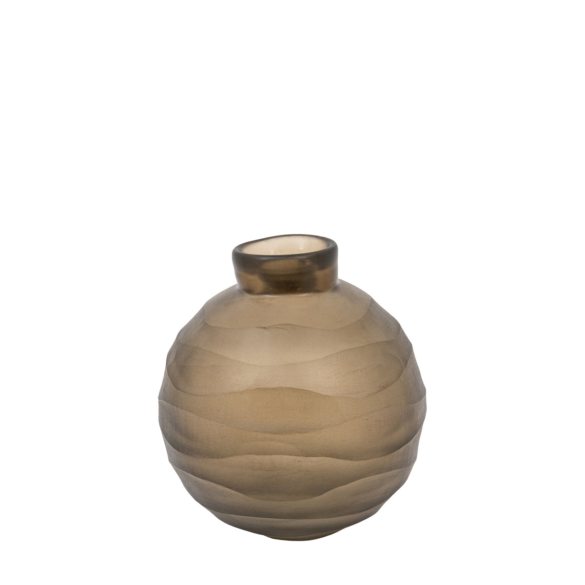 Bevelled Glass Globe Vase Smoke Small