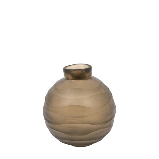 Bevelled Glass Globe Vase Smoke Small