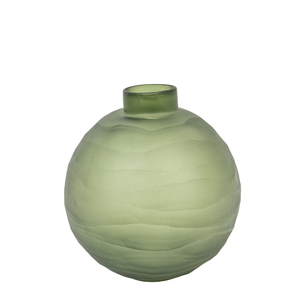 Bevelled Glass Globe Vase Green Large