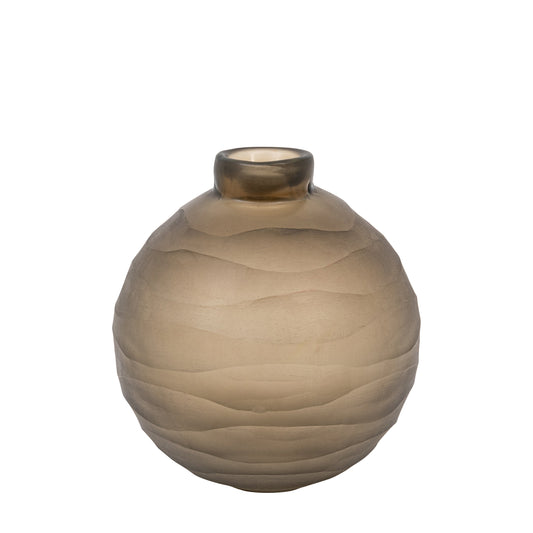 Bevelled Glass Globe Vase Smoke Large