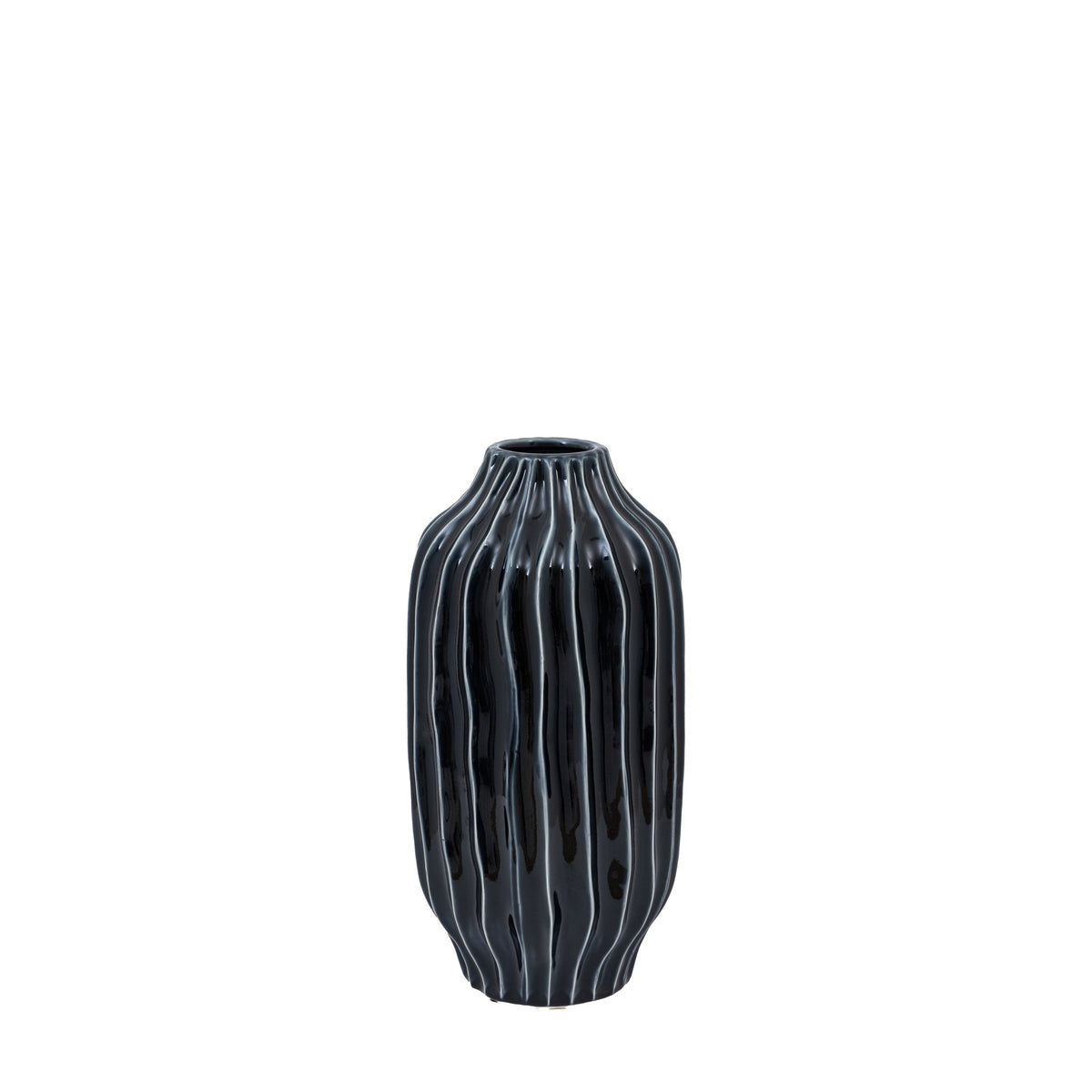Organic Ribbed Vase Midnight Large