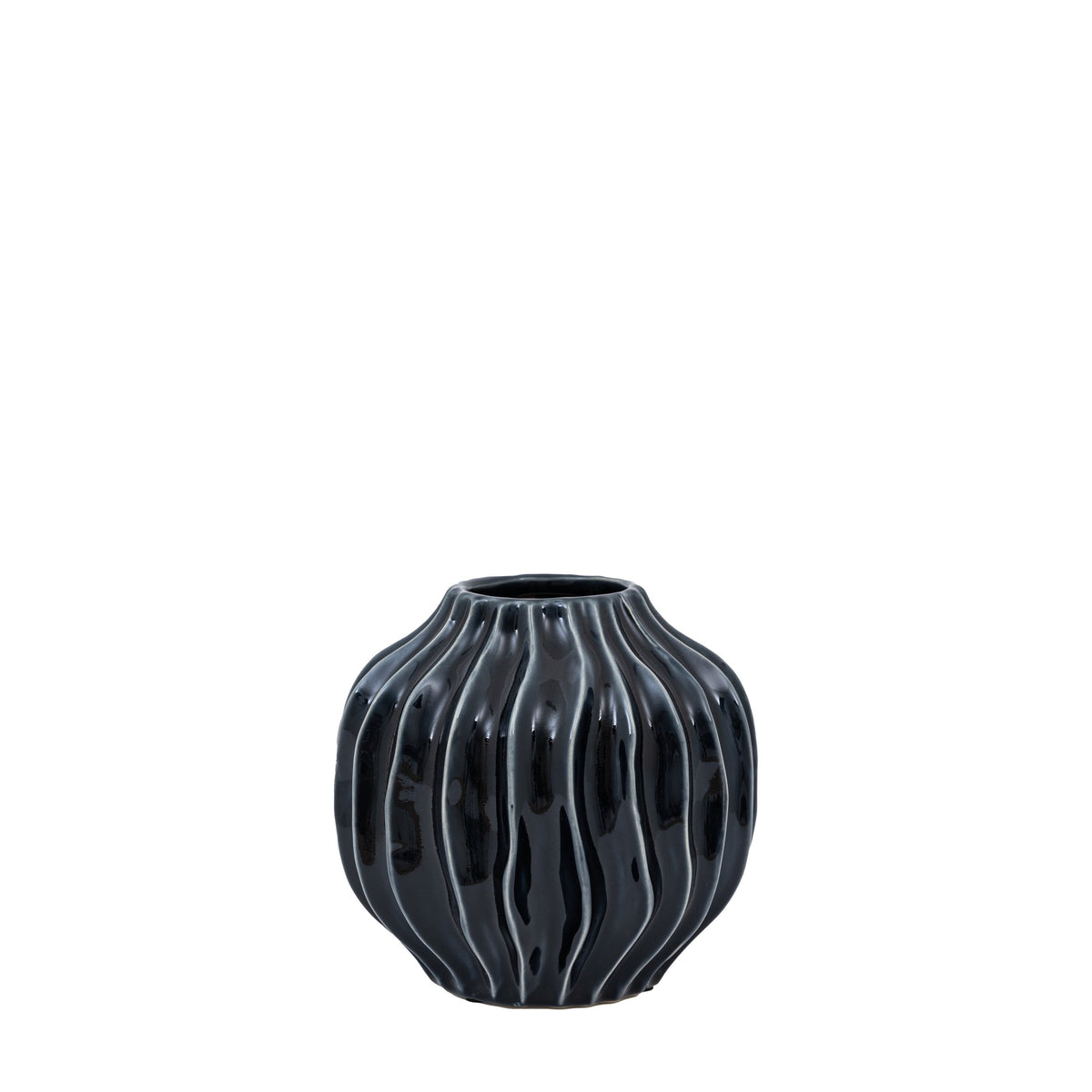 Organic Ribbed Vase Midnight Small