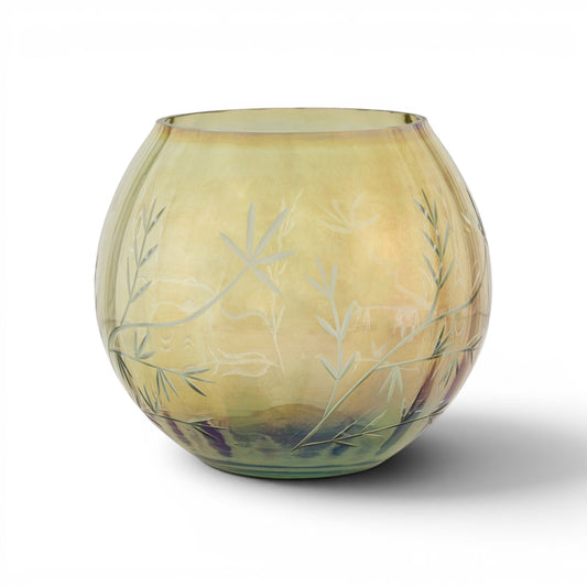 Floral Etched Iridescent Tealight Holder Large