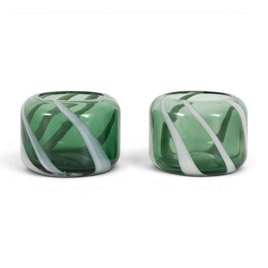 Candy Stripe Tealight Holder Set of 2 Green
