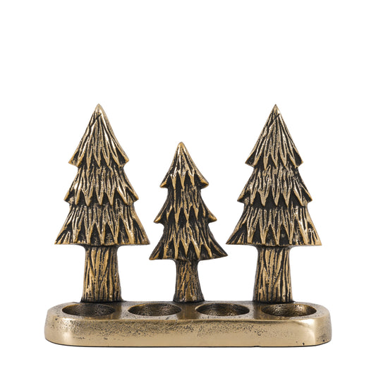Xmas Tree Tealight Holder Gold