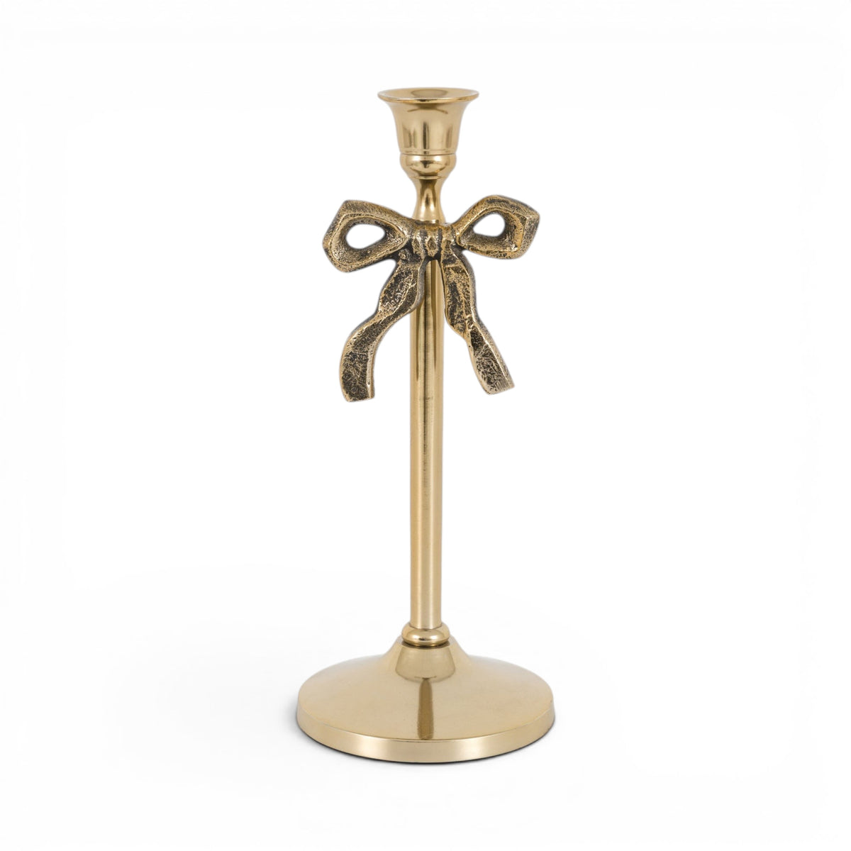 Bow Dinner Candle Holder Gold