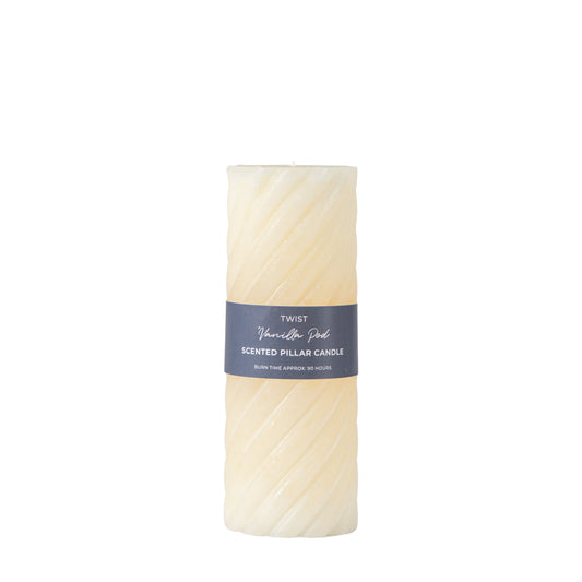 Vanilla Pillar Candle Twist Ivory 2pk