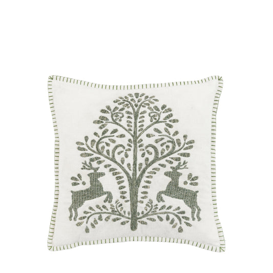 Woodland Tree Scene Embroidered Cushion