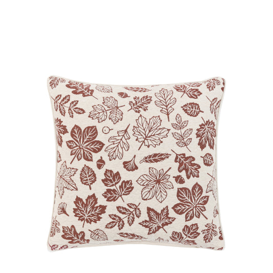 Autumn Leaf Chenille Cushion Cream