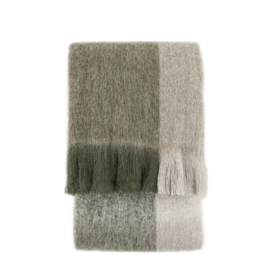 Heritage Check Faux Mohair Throw Green