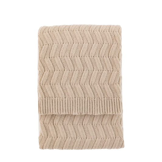 Herringbone Woven Knit Throw Natural