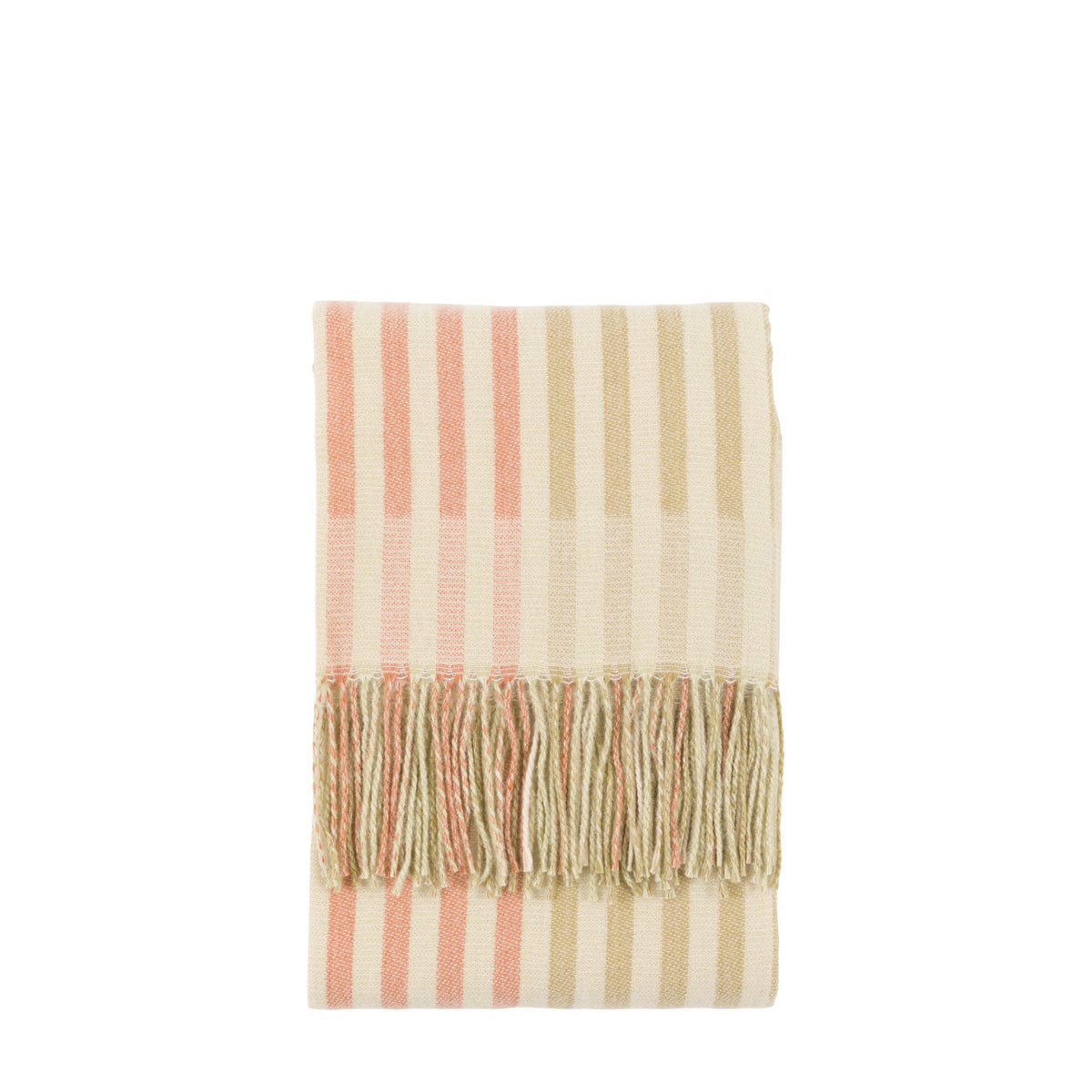 Lille Jacquard Stripe Throw Sage and Rust