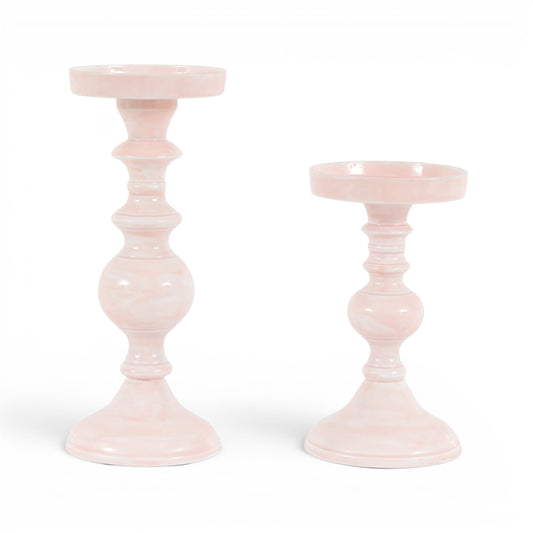 Alzira Candlesticks Pink Set of 2