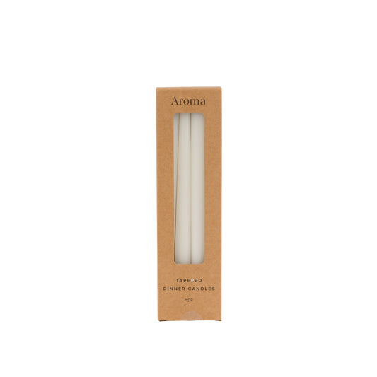 Tapered Dinner Candles White 8pk