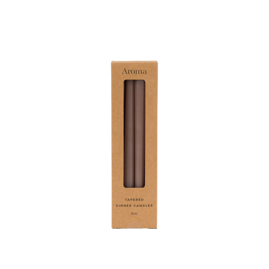 Tapered Dinner Candles Taupe 8pk