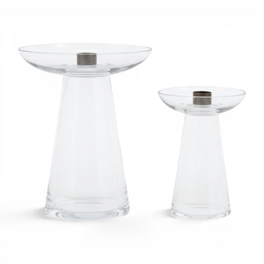 Denia Glass Candle Holder Clear Set of 2