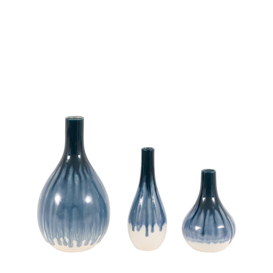 Orro Blue Organic Fade Ceramic Vase Set of 3