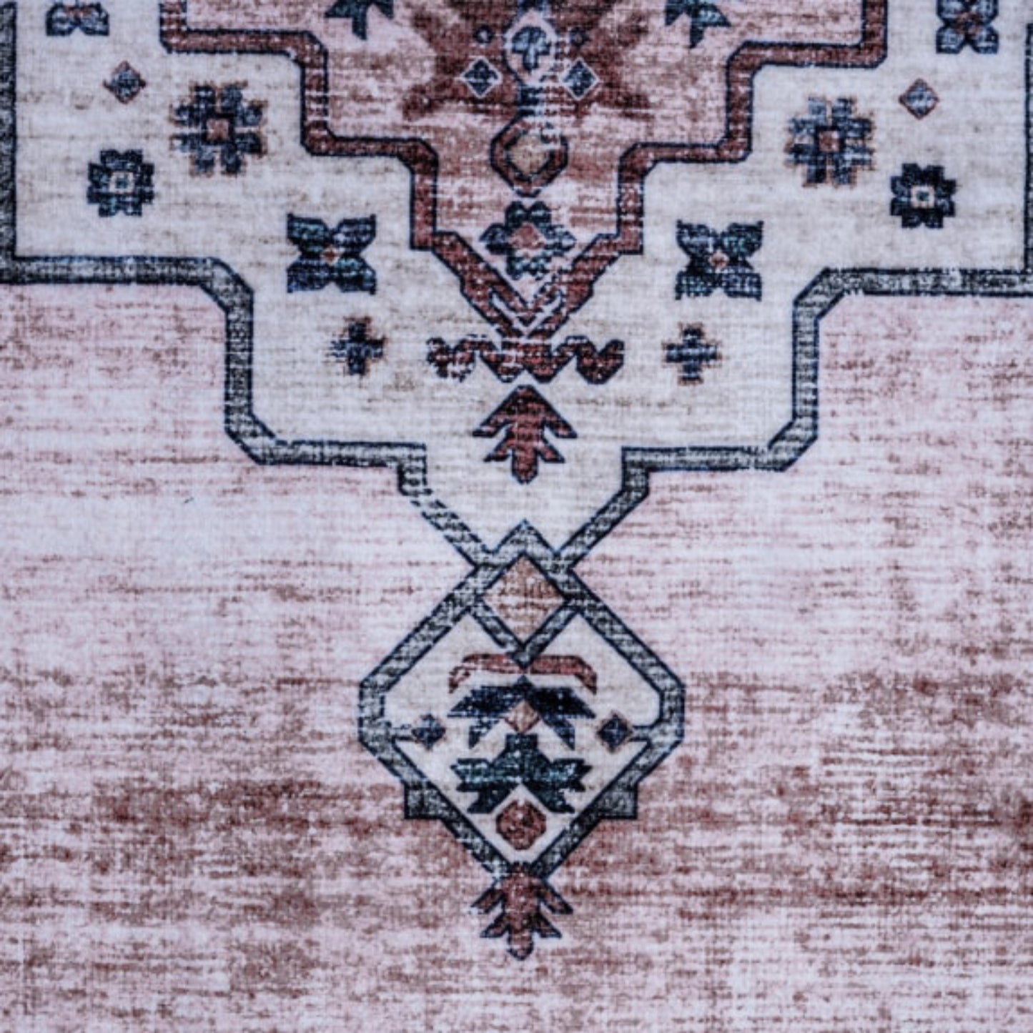 Persian Style Blush & Navy Medallion Rug