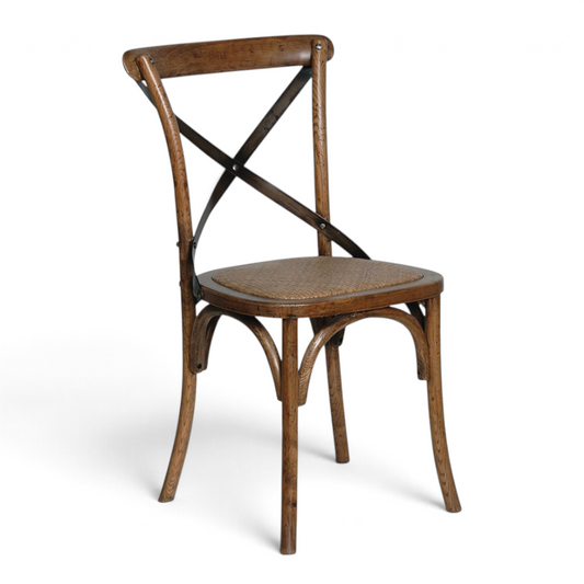 Dark Elm Steel X Back Dining Chair