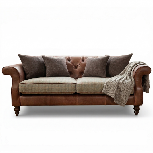 Argyll Harris Leather & Harris Tweed Midi Sofa